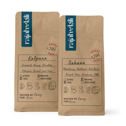 A bundle of Kalpana and Sahana Coffee Bean Blends